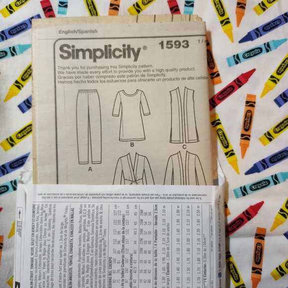 Simplicity 1593 20W-28W Plus Size Coordinates Sewing PatternUncut Factory Folded - Picture 3 of 3